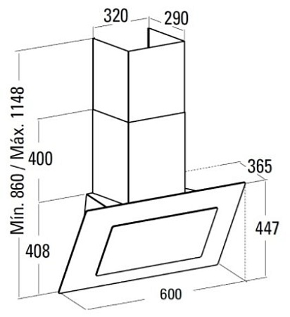 Каминная вытяжка CATA Atenea 600 XGBK
