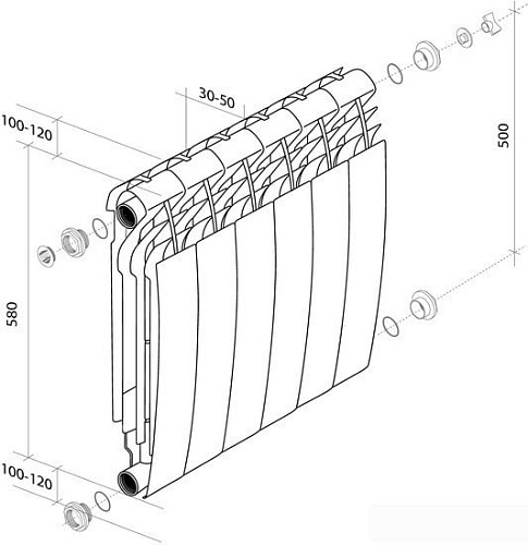 Алюминиевый радиатор Royal Thermo Biliner Alum 500 Noir Sable (6 секций)