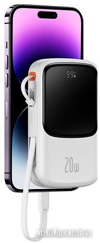 Внешний аккумулятор Baseus Qpow Pro Digital Display Fast Charge Power Bank iP Edition 20W 10000mAh (белый)