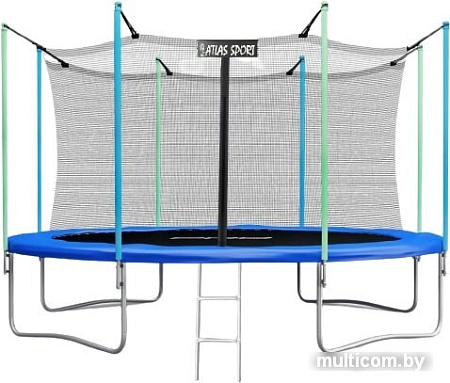 Батут Atlas Sport 435 см - 14ft (с лестницей, внутренняя сетка, синий)