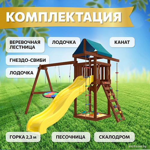 Игровой комплекс National Tree Company с качелями лодочка и гнездом Свиби IgroWoods ДП-8 Premium