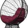 Кресло M-Group Кокос на подставке 11590402 (черный ротанг/бордовая подушка)