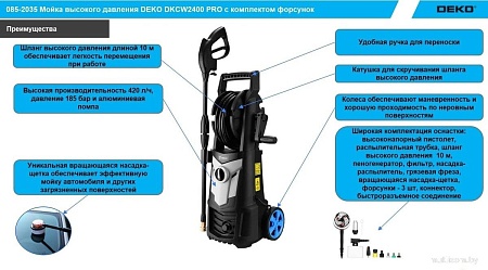 Мойка высокого давления Deko DKCW2400 PRO 085-2035