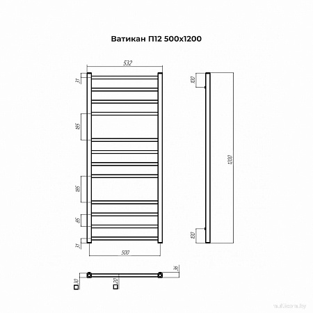 Полотенцесушитель TERMINUS Ватикан П12 500x1200 (хром)