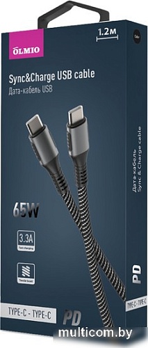 Кабель Olmio USB Type-C - USB Type-C 040275 (1.2 м, черный)