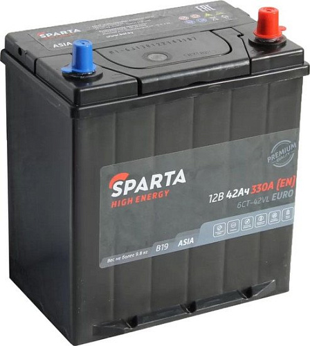 Автомобильный аккумулятор Sparta High Energy Asia 6СТ-42 Рус 330A (42 А·ч)