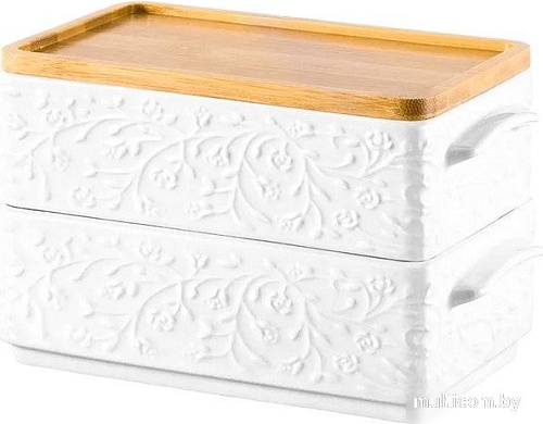 Сервировочная миска Elan Gallery Веточки-цветочки 630102 (2шт)