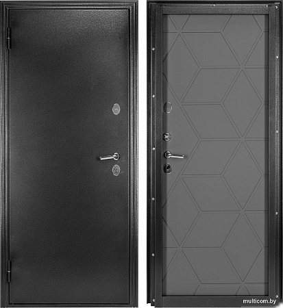 Металлическая дверь Guard Термо MG75 97х205 левая (черное серебро/серый)