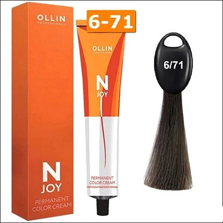 Крем-краска Ollin Professional N-Joy Color Cream 6/71 темно-русый коричнево-пепельный 100 мл