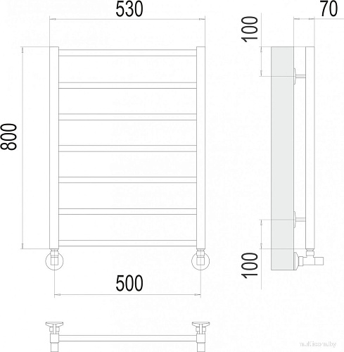 Полотенцесушитель TERMINUS Контур П7 500x800 (RAL 9003 белый)