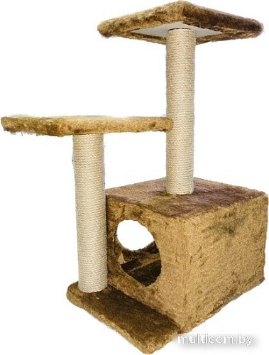 Домик ZooExpress Куб 2 полки 2 входа 81163 (мех/джут)