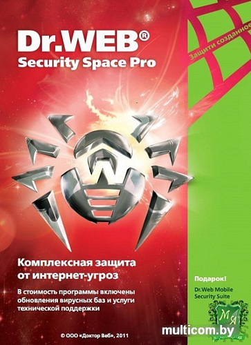 Система защиты ПК от интернет-угроз Dr.Web Security Space Pro (1 ПК, 1 год, продление) CEW-W12-0001-2