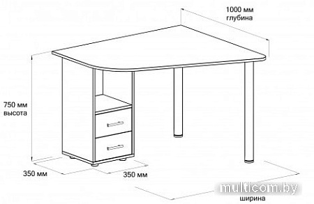 Письменный стол Domus Ким-1 (левый, белый)