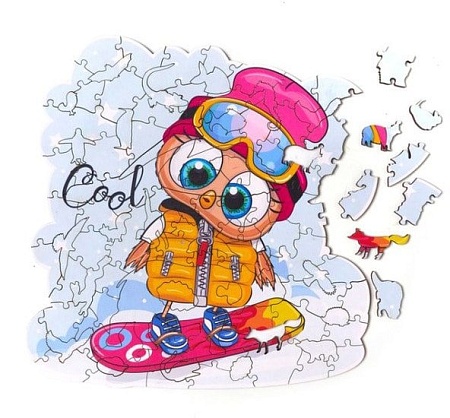 Пазл Wizardi Сова на сноуборде