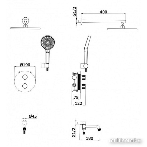 Душевая система Vieir 25003-3C