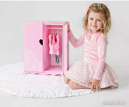 Шкаф для кукол Leader Toys Diamond Princess c дизайнерским цветочным принтом 72419 (розовый)