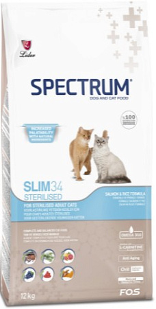 Сухой корм для кошек Spectrum Slim 34 c курицей 12 кг