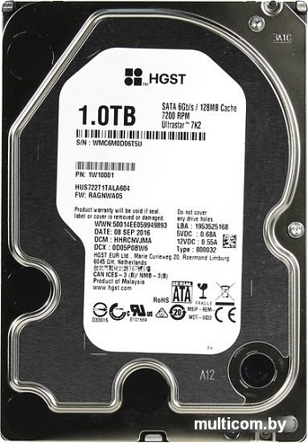 Жесткий диск HGST Ultrastar 7K2 1TB [HUS722T1TALA604]