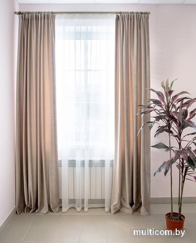 Комплект штор Decoretto Бархат премиум БП-К7 2.5x2.7 м (бежевый, 2 шт)