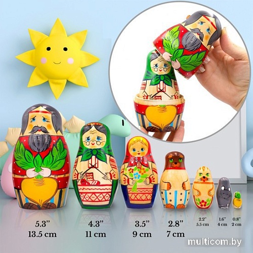 Развивающая игра Брестская Матрешка Русская народная сказка Репка (набор 7 шт)