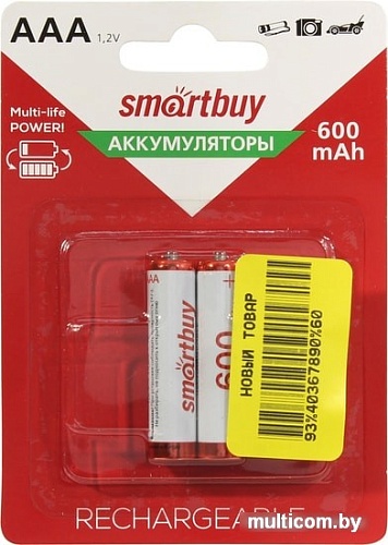 Аккумуляторы SmartBuy AAA 600mAh 2 шт. SBBR-3A02BL600