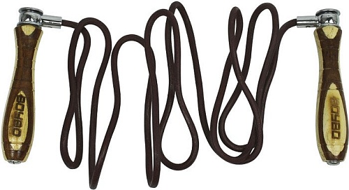 Скакалка BoyBo Кожаная с деревянной ручкой (утяжеленная)