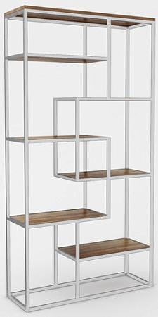 Стеллаж Hype Mebel Зиг-Заг-2 120x200 (белый/дуб галифакс олово)