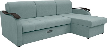 Диван Сириус Лидер-2 с оттоманкой НПБ 250x165 (Eva 25 велюр светло-зеленый)