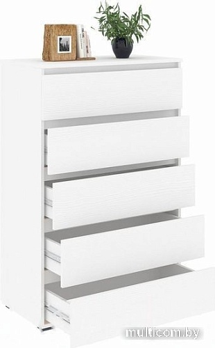 Комод Кортекс-мебель Бари 80 5ш (белый/белый/белый)