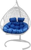 Подвесное кресло M-Group Для двоих Люкс 11510110 (белый ротанг/синяя подушка)