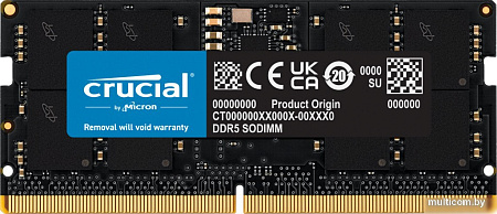 Оперативная память Crucial 8ГБ DDR5 SODIMM 4800МГц CT8G48C40S5