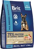 Сухой корм для собак Brit Premium Dog Sensitive с лососем и индейкой 3 кг