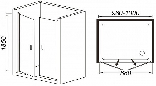 Душевая дверь WeltWasser WW600 600K2-100