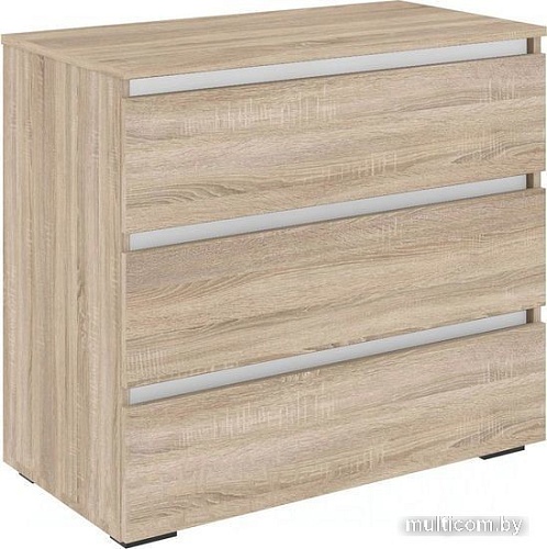 Комод Кортекс-мебель Бари 80 3ш (дуб сонома/дуб сонома/белый)