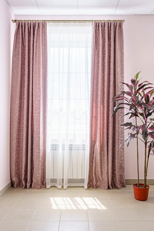 Комплект штор Decoretto Штукатурка чайная роза ШЧР-K8 4.5x2.5 м (розовый, 2 шт)