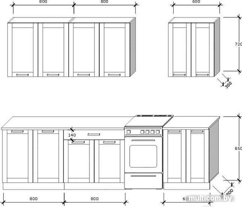 Кухня Хоум Лайн Грация 2200 (сосна касцина/сосна касцина)