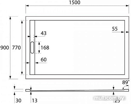 Душевой поддон Cezares TRAY-AS-AH-150/90-30-W 150x90