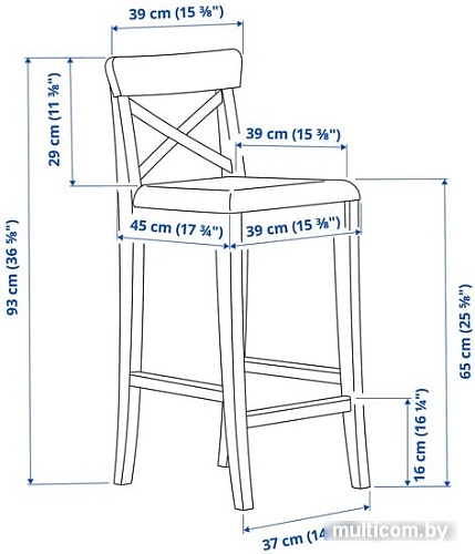 Стул Ikea Нордвикен барный 903.695.45 (белый)