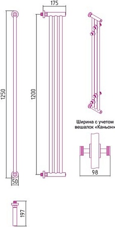 Полотенцесушитель Сунержа Хорда 1200х195 00-0124-1200