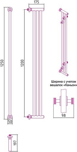 Полотенцесушитель Сунержа Хорда 1200х195 00-0124-1200