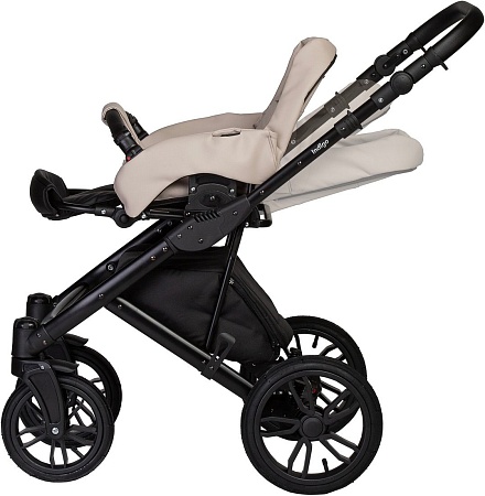 Универсальная коляска Indigo Mio ECO (2 в 1, 04/черная кожа+светло-бежевая кожа)