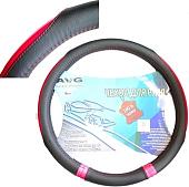 Оплетка на руль AVG 1112 310376 (черный/красный)