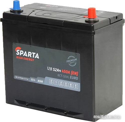 Автомобильный аккумулятор Sparta High Energy Asia 6СТ-52 Евро 450A (52 А·ч)
