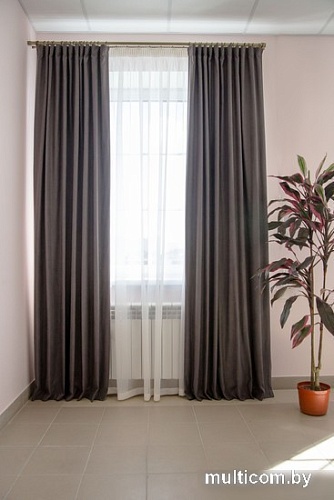 Комплект штор Decoretto Нубук НТС-K18 4.25x2.5 м (темно-серый, 2 шт)