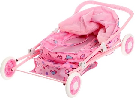 Коляска для кукол Sima-Land универсальная 618757 (металлический каркас, розовый)