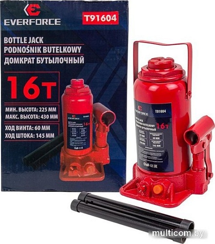 Бутылочный домкрат Everforce EF-T91604 16т