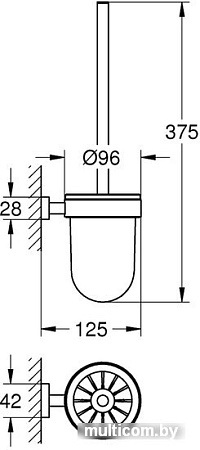 Ершик для унитаза Grohe Essentials Cube 40513001 (хром/матовое стекло)