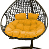Подвесное кресло M-Group Для двоих Люкс 11510411 (черный ротанг/желтая подушка)