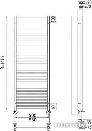 Полотенцесушитель TERMINUS Тоскана П23 (530x1416)