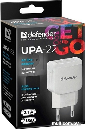 Сетевое зарядное Defender UPA-22 (белый)